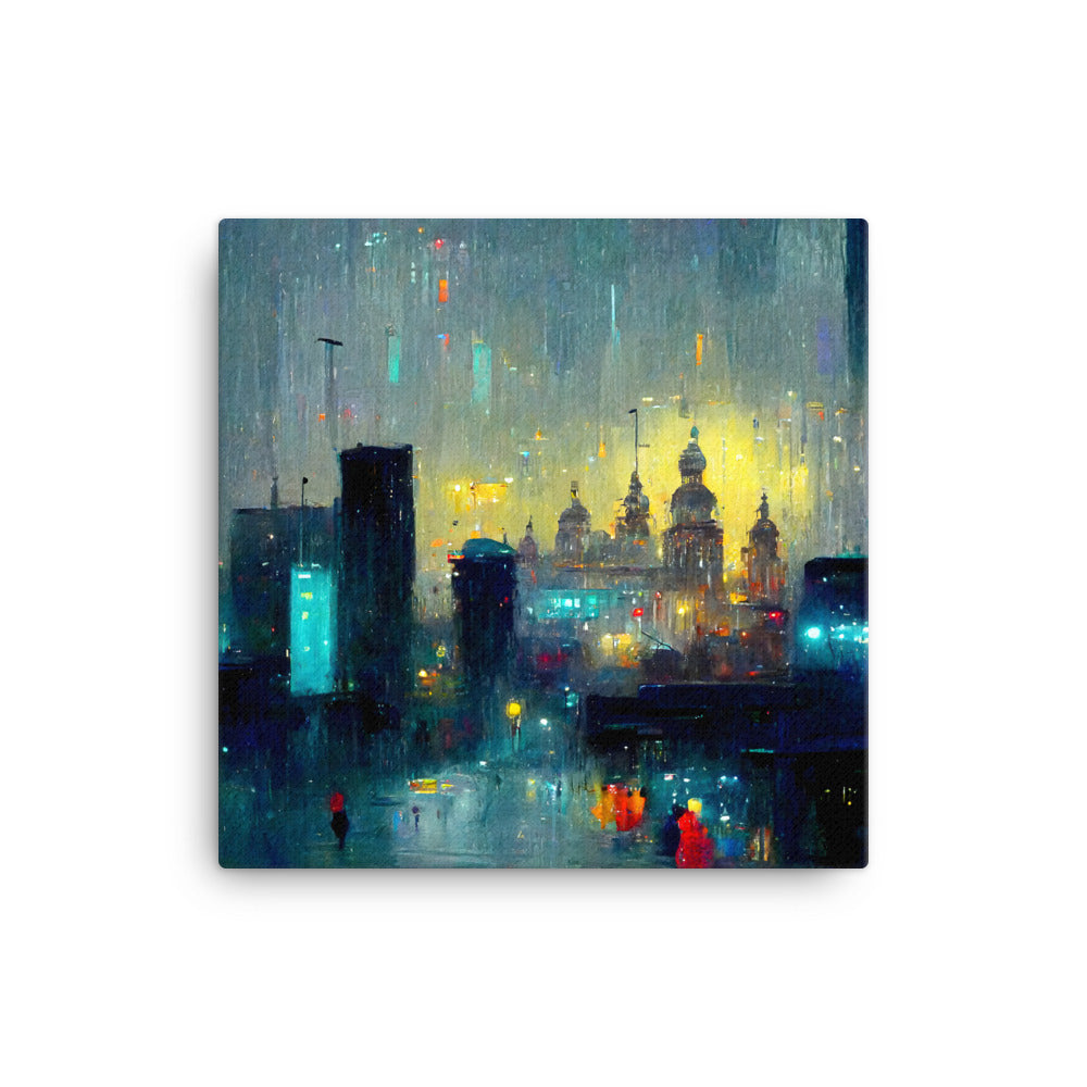 City At Night In The Rain || Canvas Print