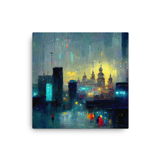 City At Night In The Rain || Canvas Print