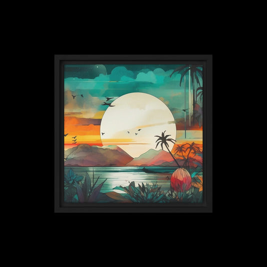 Boho Modern Sunset Triptych : Middle : 2 of 3 || Framed canvas