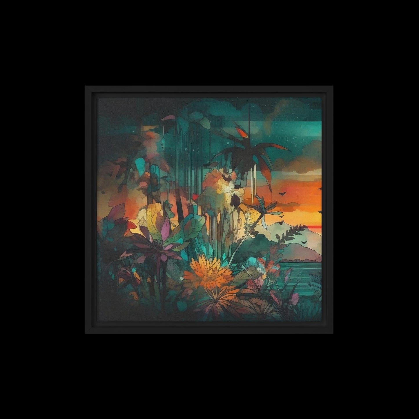 Boho Modern Sunset Triptych : Left : 1 of 3 || Framed canvas